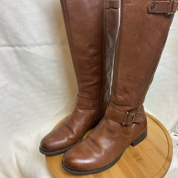 NATURALIZER Tall LEATHER Brown Boots Women Shoe Size 7.5 - Picture 2 of 7